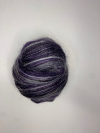 Merinowol (50 gram) męt 30% tussah zijde, paars zwart, kleurcode 456, 23 micron