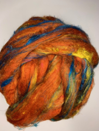 Sari zijden, oranje multi, per 10 gram, prijs