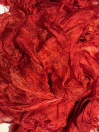 Margilan /gaas kant zijde / Oezbekistan zijde, nummer 12, rood, zelf geverfd 90 breed