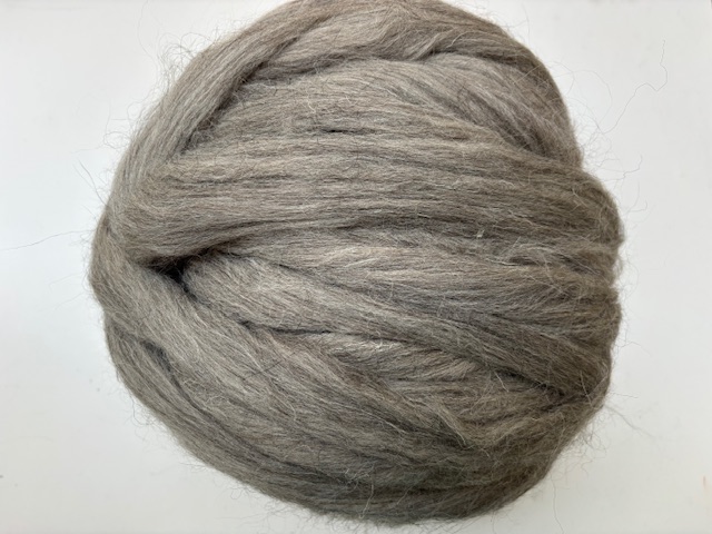 Italiaanse  wol in lont  34 micron , grijs, per 50 gram
