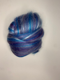 Merinowol (50 gram) męt 30% tussah zijde, blauw paars, kleurcode 440, 23 micron