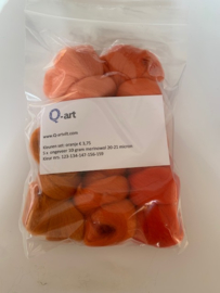 Merinowol kleur set: Oranje 5 x  ongeveer 10 gram merinowol 20-21 micron Kleur nrs. 123-134-147-156-159