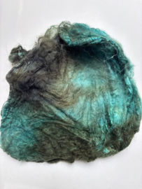 Hankies moerbei zijde per 5 gram, olijf turquoise tinten , nummer 21