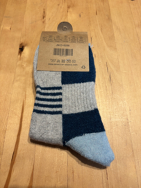 Alpaca sokken , 85% alpaca 10 % katoen5 % polyester maat 36-41 grijs petrol blokjes