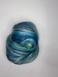 Merinowol (50 gram) męt 30% tussah zijde, blauwgroen, kleurcode 435, 23 micron