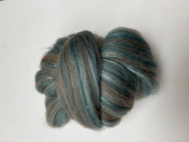 Shetland 80%  (50 gram) męt , 20% Tussah zijde, petrol,grijs/blauwgroen, kleurcode 423, 23 micron