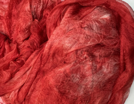 Margilan / gaas kant zijde / Oezbekistan zijde, nummer 6 rood zelf geverfd 90 breed prijs per 50 cm