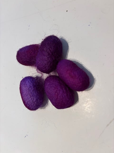 Zijde cocons, nummer 6, paars/violet 5 stuks