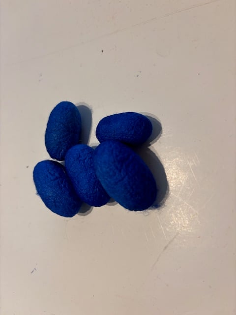 Zijde cocons, nummer 5, kobaltblauw 5 stuks