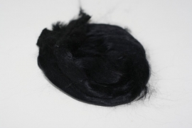 Tussah zijdenlont  zwart, 10 gram
