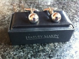 Harvey Makin manchetknopen goud zilver kleur in geschenkverpakking