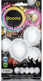 illooms LED ballonnen kleur wit set van 5 stuks