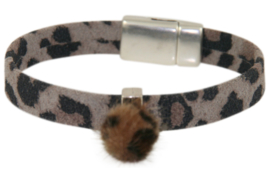 Armband luipaardprint grijs met magneetsluiting