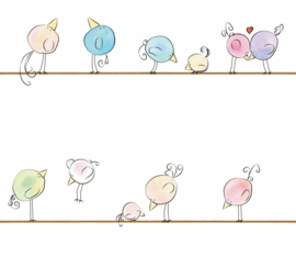 AS Creation Little Love Behang 38137-1 / 381371 Vogeltjes/Lijn