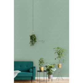 Esta Home Bloom Behang 139453 Grafische Lijnen Vergrijsd Groen