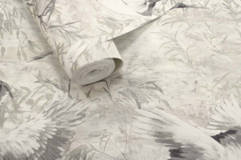 Dutch Wallcoverings Patagonia Behang 36102 Sarus Beige/Vogels/Kraanvogel