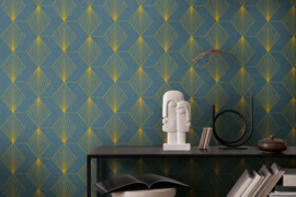 AS Creation French Affair Behang 36156-1 / 361561 Art Deco Blauw/Goud