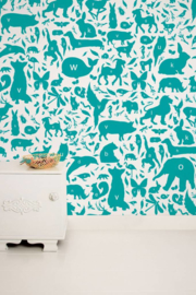 Kek Amsterdam Fotobehang  WP 052 ABC Animals Turquoise