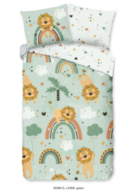 Muller Textiles Dekbedovertrek 30368-G Green Lions/Leeuw/Kids/1 Persoons