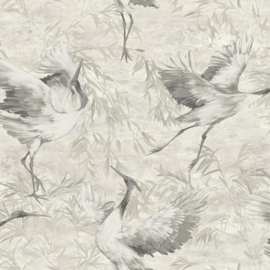 Dutch Wallcoverings Patagonia Behang 36102 Sarus Beige/Vogels/Kraanvogel