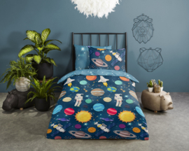 Muller Textiles Dekbedovertrek 30039-F Spaceworld Blue/Space/Heelal/Raket/Kids