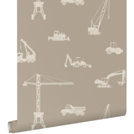 Esta Home Nieuw Behang 139970 Voertuigen Taupe/Kinderkamer