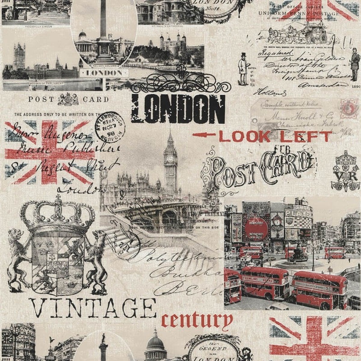 Lutèce Les Aventures Behang 51243107 Steden/Londen/Vintage