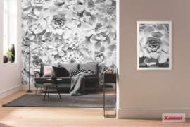 Komar Pure Fotobehang P962-VD4 Shades Black and White/Bloemen/Modern