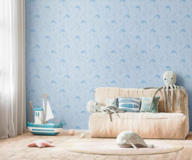 AS Creation Lilly en Luis behang 77132-1 Dolphin Dance/Dolfijnen blauw