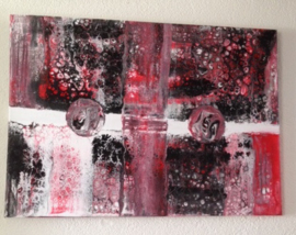 Schilderij 2 Canvas/Kunst/Modern/Abstract/Rood/Zwart