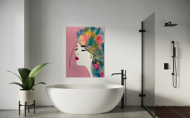 Schilderij Vrouw met gouden oorbel/Lady 2/Modern/Acrylinkt/Abstract