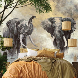 Noordwand Travertino Fotobehang 33100 Aquarel Olifant/Dieren