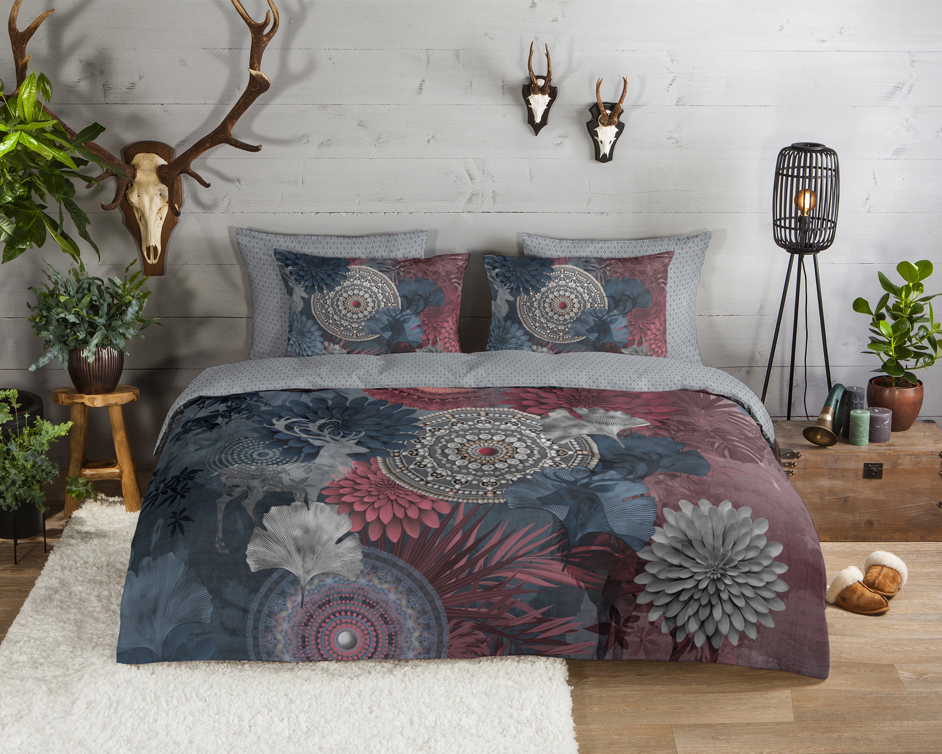 Muller Textiles Dekbedovertrek 33373 Makenna Grey/Mandala/Lits- Jumeaux