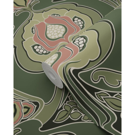 Esta Home Bloom Behang 139571 Vintage Bloemen in Art Deco Stijl/Groen