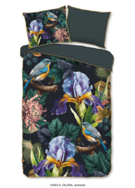 Muller Textiles Dekbedovertrek 10063 Dilana Antracite/Bloemen/Vogels/1 persoons