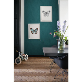Esta Home Bloom Behang 139448 Getekende Bladeren/Petrolblauw