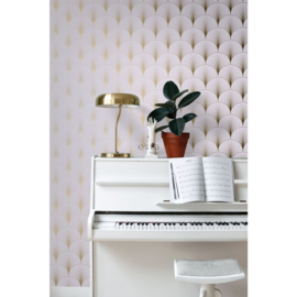 Esta Home Bloom Behang 139576 Art Deco/Lila Paars/Goud