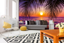 Dimex Wall Murals 2023 Fotobehang MS-5-3130 Beautiful Sunset/Tropische Zon/Palmbladeren
