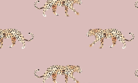Annet Weelink Behang 8785280858351 Leopard Dusty Pink/Luipaard/Dieren