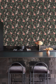 Dutch Wallcoverings Omura Behang A70001 Bloemen/Jasmin Zwart