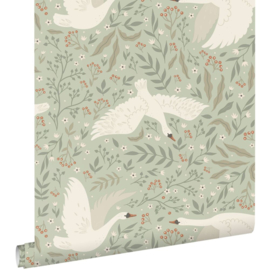 Esta Home Nieuw Behang 130960 Zwanen/Bloemen