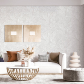 Dutch Wallcoverings Grace Behang GR322101 Tropical Palm Leaf Silver