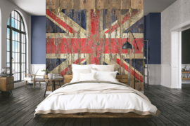 Noordwand Grunge Behang G45284 Union Jack/Engeland/UK/Vlag/Hout/Planken/Stoer/Tiener Fotobehang