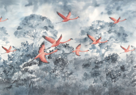Noordwand Komar INK Fotobehang INX8-053 Flamingos in the Sky/Vogels