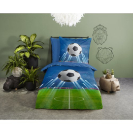 Muller Textiles Dekbedovertrek 30305-G Blue/Voetbal/Sport/1 Persoons