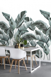 Esta Home Scandi Cool Fotobehang Large Banana Leaves Teal 158898 Bananenbladeren