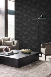 Origin Natural Fabrics Behang 351-347760 Cranes/Kraanvogels/Dieren