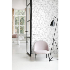 Esta Home Bloom Behang 139145 Line Art/Gezichten/Zwart/Wit