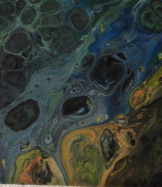 Canvas Schilderij 4 Cellen/Acrylverf/Modern/Fantasie/Multi