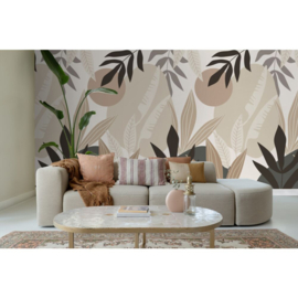 Esta Home Bloom Fotobehang 159251 Tropische Bladeren/Beige/Grijs